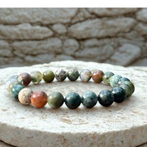 Indian Agate Gemstone Bracelet 8MM | Crystal Healing Jewelry